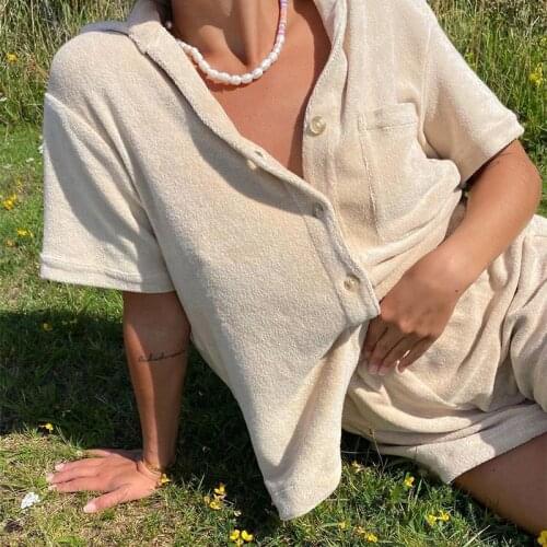 Womens Tracksuit Pocket Single Breasted Cardigan+Shorts 2 Piece Set Female 2021 Summer Streetwear Casual Ladies Sets