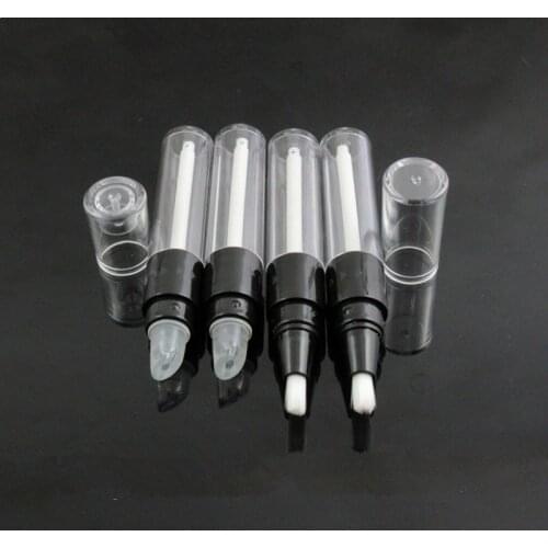 100pcs 4.5ml Transparent+Black Lip Gloss Bottle,Empty Round Twist Pen,Disposable Plastic Dial Up Pen With Silicon Tip