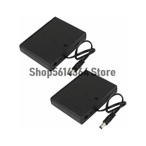 2pcs 9V 6 x AA Battery Switched Holder DC 2.1mm Enclosed Case Box Wire Lead