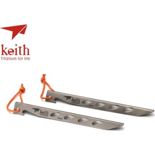 2Pcs/Lot Keith Pure Titanium Tent Pegs Stakes Tents Nails Outdoor Tent Building Accessories Camping Hiking Only 15g