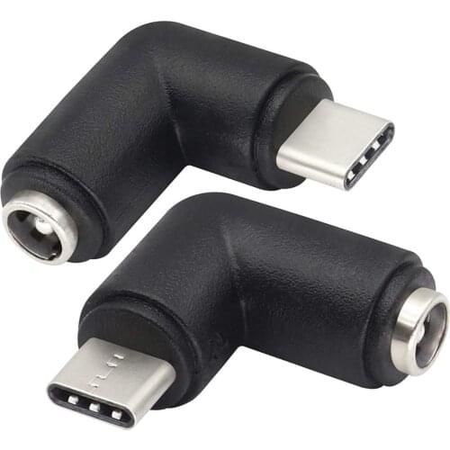 2pack 90 Degree Type C USB Male to DC 5.5x2.1mm Female Connector DC Barrel Jack Power Adapter Type C USB 5V Connector