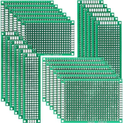 24 PCS Prototype Board 4 Sizes Double Side Prototyping Board PCB Universal Printed Circuit Board Proto Board for Arduino