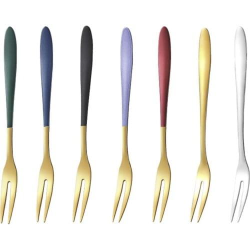 5Pcs Fruit Fork Luxury Stainless Steel Gold Cake Dessert Fork Tableware Table forks Used For Cake Party Snail Fork Restaurant R