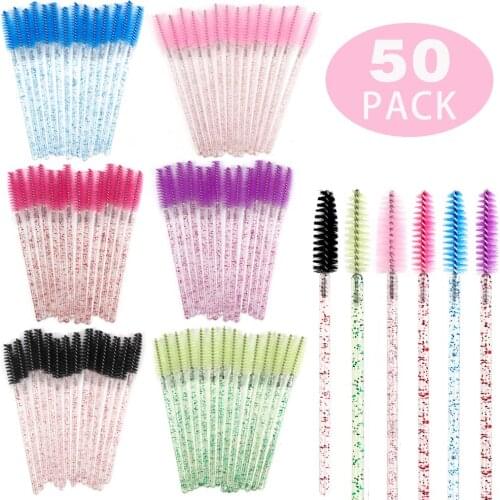 50Pcs Shiny Disposable Eyelash Applicator Mascara Wands Makeup Brushes Eyebrow Comb Eye Brush Disposable Applicators Makeup Tool