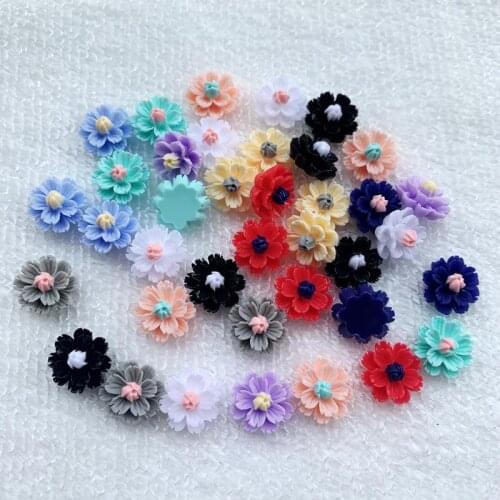 50pcs/lot Mulity Style Flat Back Resins Cabochon Scrapbook, Daisy Flower Rhinestones Wedding Decorate 12*13mm -B52