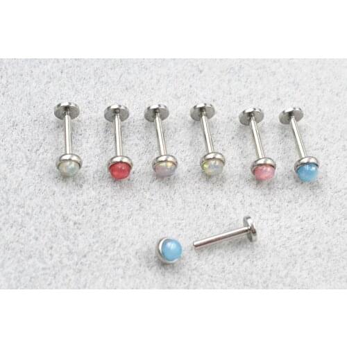 50pcs Body Jewelry 16G Internally threaded Lip Morne Rings Earrings Stud Resin Opal Cartilage Helix Tragus Body Piercing NEW