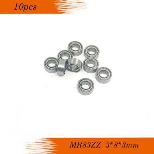 Free shipping 10pcs MR83 MR83Z ABEC-1 P0 Miniature Bearings ball bearing 3X8X3 mm 3*8*3 MR83ZZ radial shaft