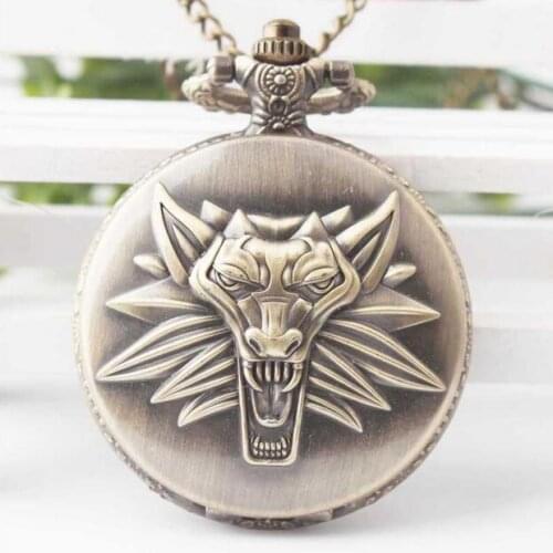 FANTASY UNIVERSE Bronze antiques Free shipping 20pca lot Wolf pocket watch Necklace gift