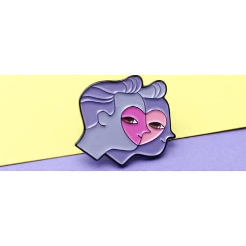 Smile Face Brooches blue Side face heart-shaped Pink Lover heart Enamel Pins Metal Lapel badge Backpack Clothes jewelry gift