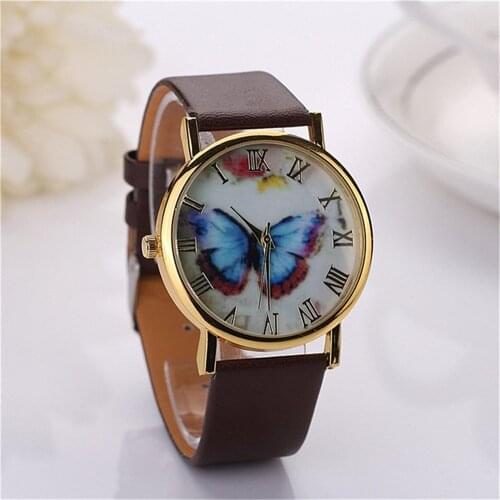 Ladies Watches 2021 Clock Women Butterfly Dial Watch For Students Leather Strap Quartz Wristwatches reloj rujer zegarek damski