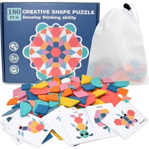 155pcs Wooden Jigsaw Puzzle Board Set Colorful Baby Montessori Educational Toys for Children Early Learning Developing Toy