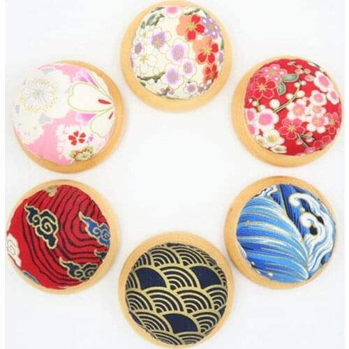 Pin Cushion DIY Wooden Base Japanese Style Sewing Pin Cushion Pin Needle Holder DIY Handcraft Tool for Cross Stitch Swing