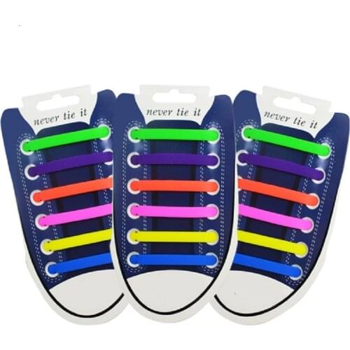 12pcs New Shoelaces Lazy Elastic Silicone Shoelaces No Tie Running Sneakers Strings Shoe Laces