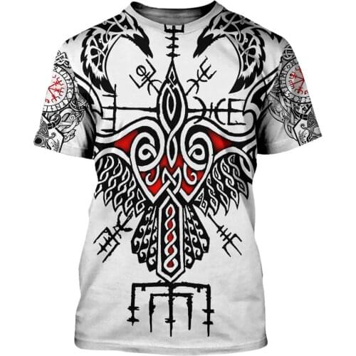 3D Printed Mens t shirt Myth Vikings God Warrior Odin Tatto Harajuku Fashion Short Sleeve Summer Casual Unisex Daily O-Neck Tops
