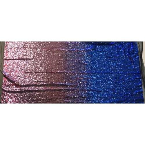 GLace 1Y/Lot Blue red gradient sequins glitter mesh fabric for womens dress night and show clothing accessories TX1103