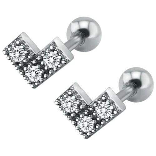 Surgical Steel Ear Tragus Rings 16G V Letter Shape Ear Piercing Cartilage Helix Pircing Girls Women Jewelry