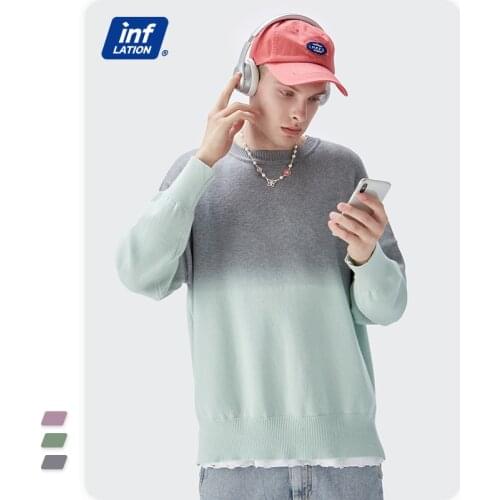 INFLATION Vintage Knitted Sweaters Men Women Oversized Pullover Sweaters 2021 Trendy Tie Dyed Hip Hop Sweater Men Streetwear