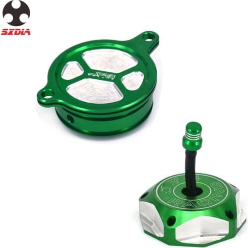 Motorcycle Oil Filter Cover Cap and Fuel Tank Cap Oil Tank Petrol Cover For KAWASAKI KX450F 2006-2015 KLX450R 2008-2015