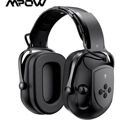 MPOW HP102 Bluetooth Noise Reduction Ear Muffs NRR 29dB/SNR 36dB Adjustable Safety Hearing Protection Earmuffs with Carring Bag