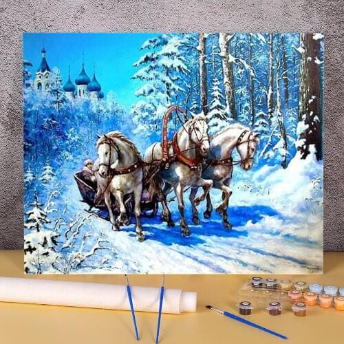 Wolf Animal DIY Paint By Numbers Complete Kit Oil Paints 40*50 Canvas Painting Loft Wall Picture Kids Wholesale Wall Drawing