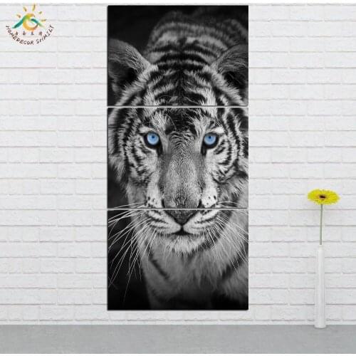 Wall Art HD Prints Canvas Art Painting Modular Picture And Poster Canvas Painting Black Tiger Decoration Home 3 PIECES