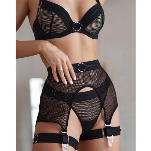 Lingerie Womens Underwear 4 Piece Set Sensual Lingerie Women Bra with Bones Ultra Thin transparent rotic Lingerie Underwear Set