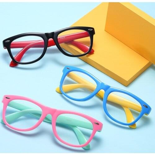 New Fashion Silicone Childrens Flat Lens Anti Blue Light Goggles Baby Glasses Frame Fashion Childrens Glasses Frame