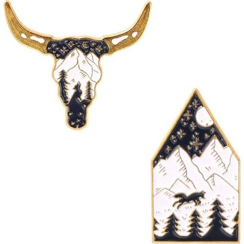 New product jewelry creative cartoon pattern bull head shape paint alloy brooch wholesale