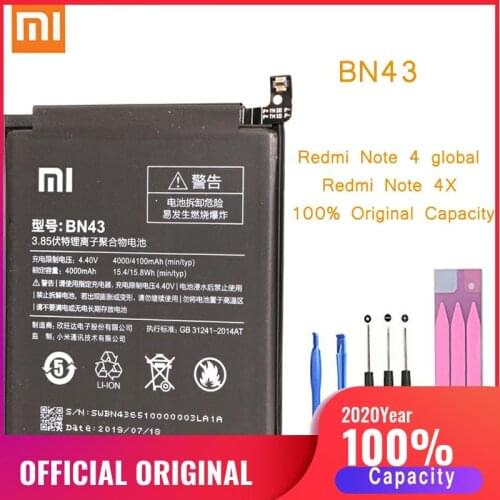 Original Phone Battery for Xiomi Redmi Note 4X 3G+32GB Battery Xiaomi hongmi Note 4 Global BN43 Replacement Batteries bateria