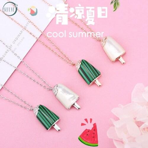 BEFLYE925 sterling silver necklace inlaid with zircon ice cream pendant party birthday high-end jewelry 2019 new