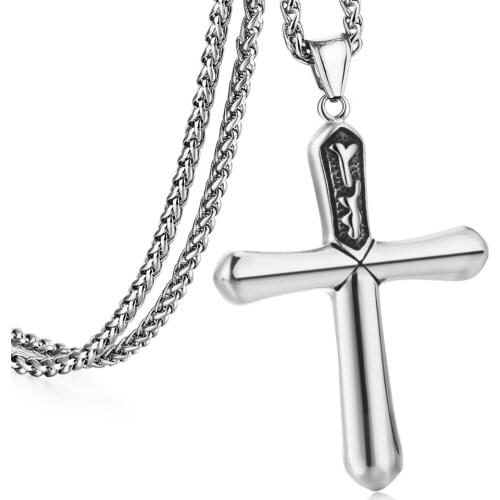 Religion Cross Pendant Necklace Stainless Steel Crucifix Necklace for Christian Jewelry