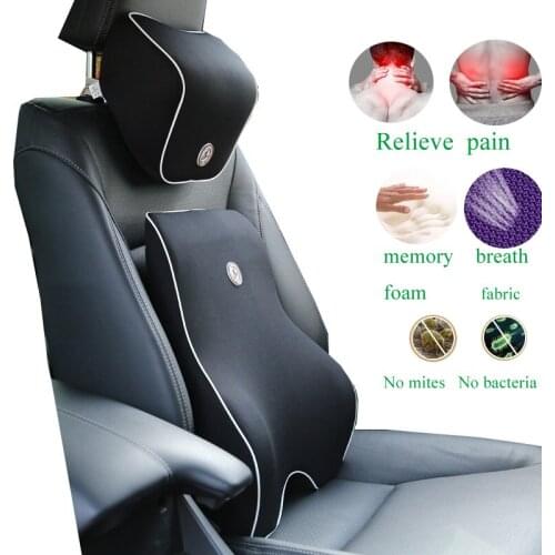Neck Pillow Car Seat Headrest Pillow Seat Support Lumbar Cushion Orthopedic Design Travel Pillow Memory Foam Relieve Pain