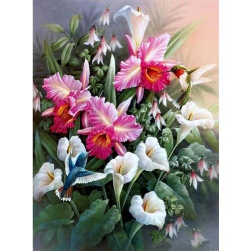 Full Square/Round 5D DIY Diamond Painting Hummingbird 3D Diamond Embroidery Flowers Pictures Mosaic Art Wall Decoration CV548