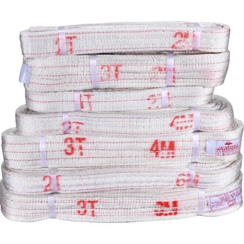 2T 2/4/6M Flat Lifting Sling White Webbing Sling Strong Fiber Hoisting Belt Lifting Straps - 1 Pcs