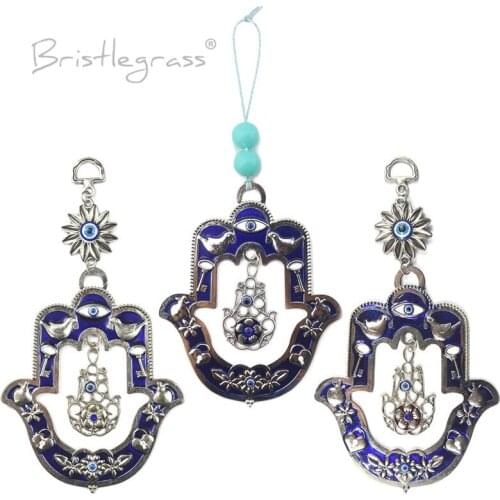 BRISTLEGRASS Turkish Blue Evil Eye Hamsa Hand Dove Flower Wall Hanging Pendant Amulet Lucky Charm Blessing Protection Gift Decor