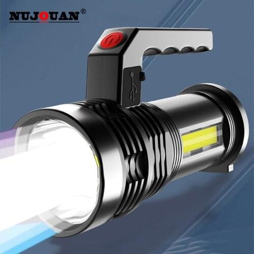 Handheld Searchlight LED Outdoor Lighting Camping Portable Lamp Strong Light Long-shot Rechargeable Built-in Battery Flashlights