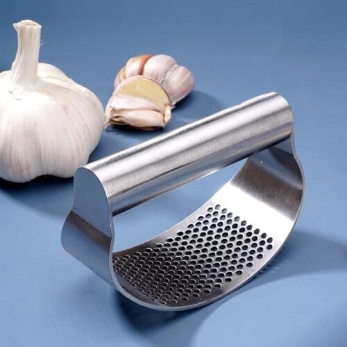 Stainless Steel Manual Garlic Press Curved Garlic Grinding Slicer Chopper Multifunctional Garlic Presses Cooking Gadgets Tool