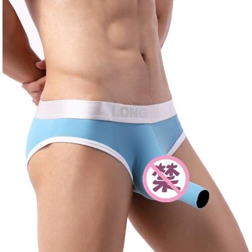 Open elephant nose underwear sex mens briefs gun bullet separationice silk breatable youth sex appeal scrotum support