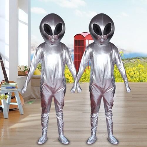 Silver Grey Extra-terrestrial Mascot Costume Saucer Man Alien Mascot Costume Fancy Dress Halloween Gift