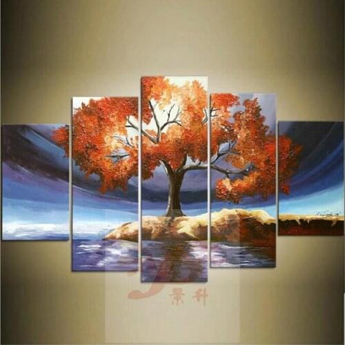Modern abstract oil painting on canvas handmade landscape decorative wall pictures home decoration stretched on wooden
