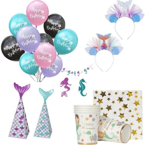 Birthday Party Balloons Mermaid Birthday Tableware Decoration Kids Mermaid Party Supplies Baby Shower Party Supplies
