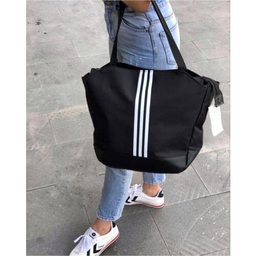 Womens Black Sports Bag 3 Striped Casual Wide Convenient MODERN Fashion Quality Fabric Neat Stitching