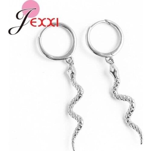 Long Punk Styles Gold Color 925 Sterling Silver Snake Drop Earrings For Women Party Retro Hip Hop Street Punk Jewelry Girl Gifts