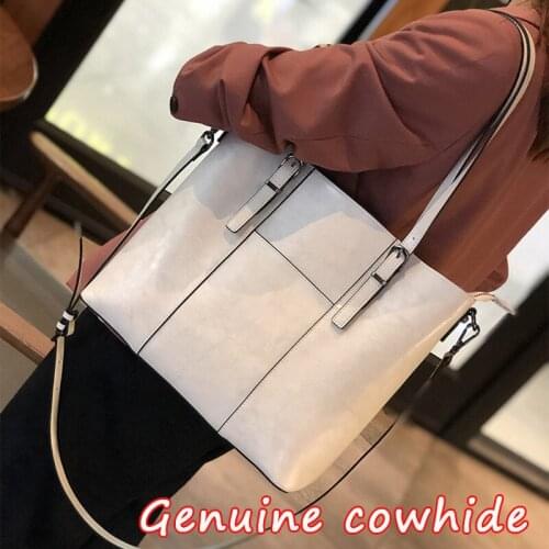 Women Bags Cowhide Leather 2021 European and American New Tote Bag Lady Basic Payment for Commuting Handbags Luxury Designer
