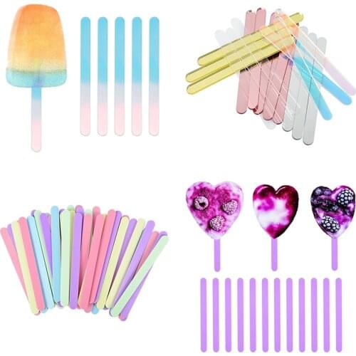 10 Pcs/lot Acrylic Mirror Popsicle Stick Birthday Summer Party Diy Handmade Ice Cream Baby Shower Kis Gift