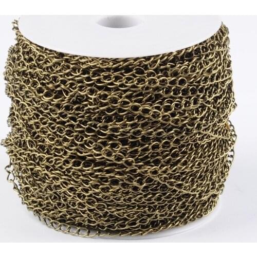 100m/roll Iron Side Twisted Chain Metal Unwelded Chains Links DIY Handmade Bracelet Necklace Jewelry Making Material Accessories