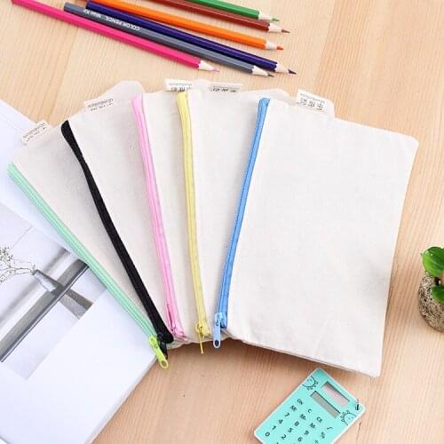 100pcs blank canvas zipper Pencil bags pure cotton pen pouches cosmetic Bags mobile phone clutch bag 20.5x13cm wen6575