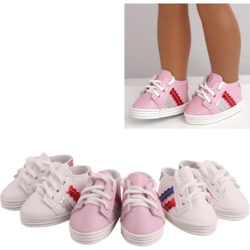 14.5 inch Girls doll shoes Fashion sports shoes PU American new born gym shoe Star doll Sneakers Baby toys fit milo doll x47
