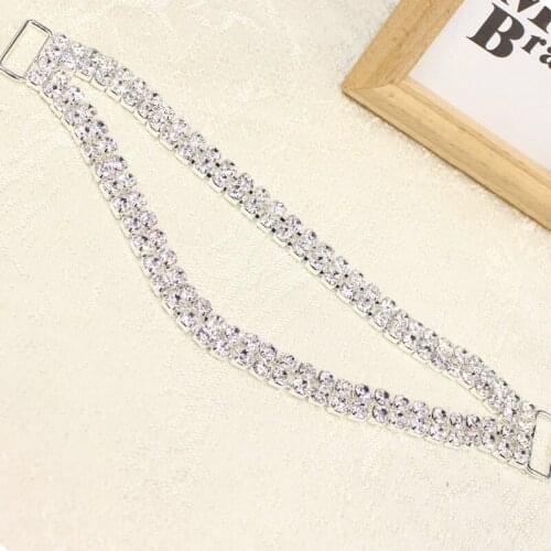 2016 NEW HOT!!10 pcs 4ROWS Compact Clear Crystal Rhinestone Bikini Connectors/ Buckle Chain For Swimming Wear Bikini Decoration