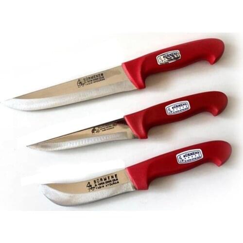 3 pcs Sürmene Plastic Handle Non-slip Knife Set Kurban Butcher Knife Set eco (swimming, peeling, Cutting knife)